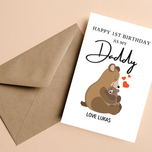 Tarjeta personalizada de Daddy 1st Valentine's Card From Baby, First Valentines Day As My Daddy , Daddy Bear Valentine Card From Baby, New Daddy Card