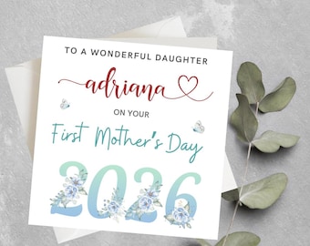 Tarjeta personalizada del primer día de la madre para hija, nuera, nueva mamá Tarjeta del día de la madre para hija, tarjeta sentimental del primer día de la madre