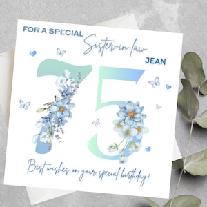 Carte de 75e anniversaire joyeux pour belle-soeur, cousine, soeur, ami, carte de 75e anniversaire personnalisée, carte de 75e anniversaire pour frère, oncle