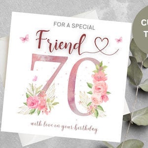 Personalised 70th Birthday Card for A Special Friend, Friend 70th ...