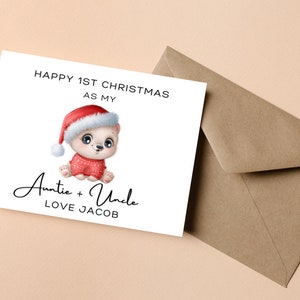 Buon primo Natale come mia zia e zio Cartolina di Natale, Cartolina di Natale personalizzata per zia e zio, Cartolina di Natale, Happy 1st Card