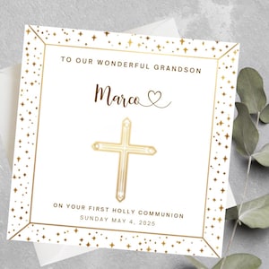 Personalized First Holy Communion For Grandson, 1st Holy Communion For Godson, Boys Communion, Holy Communion Day, Holy Communion Card