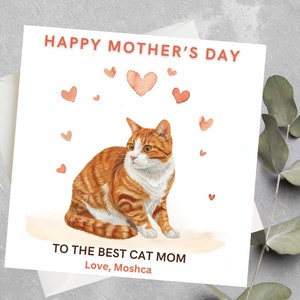 Carte de fête des mères personnalisée chat, cadeau de fête des mères chat, maman chat, carte de fête des mères de parents de chat, carte de fête des mères de maman chat personnalisée