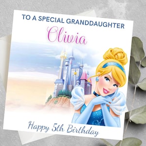 Carte d'anniversaire personnalisée princesse, petite-fille, fille, nièce, tout âge carte d'anniversaire princesse, carte d'anniversaire princesse Disney pour fille