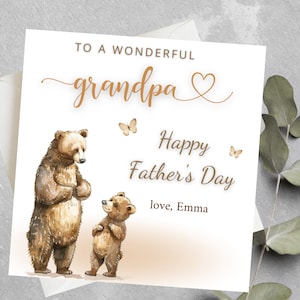 Carte personnalisée pour la fête des pères, grand-père ours, grand-père personnalisé, papa, baba, papa, carte de fête des pères