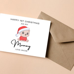 ママになって初めてのクリスマスおめでとうカード、ママへの初めてのクリスマスカード、ママへのパーソナライズされた初めてのクリスマスカード、ママの初めてのクリスマスカード