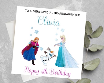 パーソナライズされたアナと雪の女王の誕生日カード、孫娘、娘、姪っ子、年齢を問わず使える誕生日カード、エルサとアナのアナと雪の女王の誕生日カード