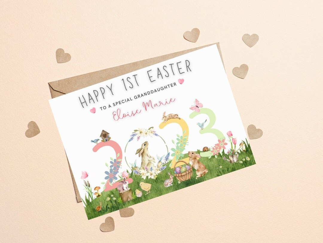 Personalised Girl's First Easter Card, Grandddaughter 1st Easter, Baby ...