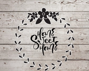Home Sweet Home With Wreath Stencils, Home Sweet Home Stencil,  Home Décor Stencil Home Sweet Home, Home Décor Stencil, Reusable Stencil