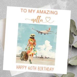 Carte d'anniversaire personnalisée pour les amoureux des voyages, carte d'anniversaire qui aime voyager, cadeau d'anniversaire pour voyageur en vacances, carte d'anniversaire pour voyageuse