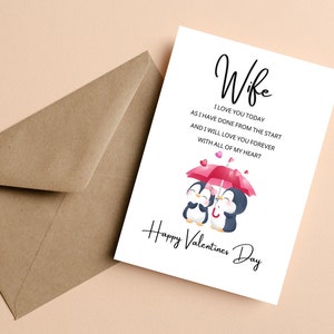 Penguin Valentines Love Card For Wife, Girlfriend, Romantic Valentine's Day Card, Partners For Life, Reason I love You, I Love You Forever