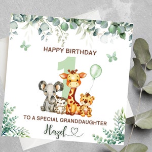 Carte personnalisée 1er anniversaire de petite-fille, à un 1er anniversaire de petite-fille spécial, carte 1er anniversaire de petite-fille, anniversaire des bois