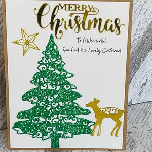 Carte de Noël personnalisée pour fils et petite amie, cartes de Noël mignonnes fils et petite amie, carte de Noël personnalisée pour fils et petite amie,