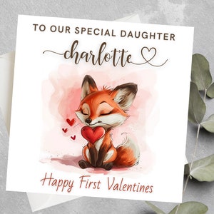 Tarjeta del primer día de San Valentín para hija, regalo del primer día de San Valentín para ahijada o nieta, tarjeta personalizada del primer día de San Valentín para hija
