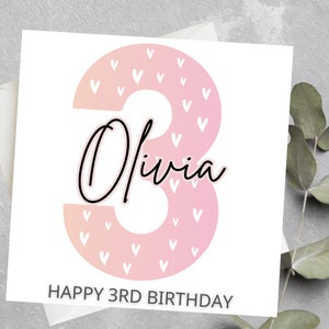 Personalised Granddaughter, Daughter, Niece Birthday Card, Happy Birthday Card For Niece, Granddaughter, Goddaughter, Number Birthday Card