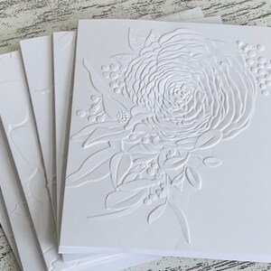 Embossed White Floral Notecards (set of 6), Embossed Note Cards All ...