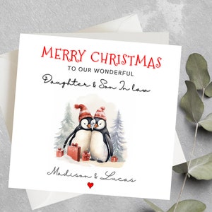Carte de Noël personnalisée pour fille et gendre, cadeau de Noël pour fille, gendre, carte de Noël spéciale pour fille et gendre