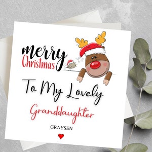 Carte de Noël personnalisée pour petite-fille, nièce, fille, fils, carte de Noël pour fille, filleule, carte de Noël petite-fille