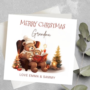 Carte de Noël personnalisée de grand-mère, carte de Noël pour grand-mère, grand-mère, nonna, nounou, carte de Noël pour grand-mère, carte de Noël Gramma Bear