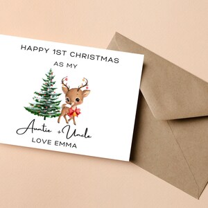 Buon primo Natale come mia zia e zio Cartolina di Natale, Cartolina di Natale personalizzata per zia e zio, Cartolina di Natale, Happy 1st Card