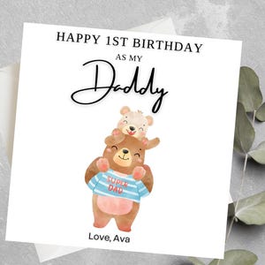 Joyeux 1er anniversaire en tant que papa, carte d'anniversaire papa ours, pour papa, 1er premier anniversaire carte pour papa, jolie carte d'anniversaire, pour l'anniversaire de papa