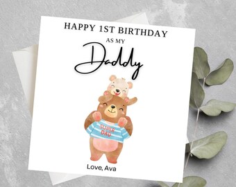 Feliz primer cumpleaños como mi papá, tarjeta de cumpleaños para papá oso, para papá, tarjeta de primer cumpleaños para papá, linda tarjeta de cumpleaños, para papá cumpleaños