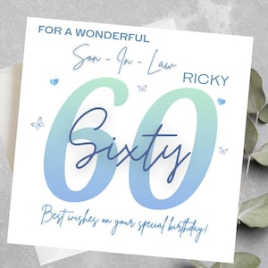 Carte d'anniversaire pour gendre, pour un gendre spécial, carte 60e anniversaire, carte 60e anniversaire personnalisée pour lui, carte d'anniversaire de l'âge d'Anu
