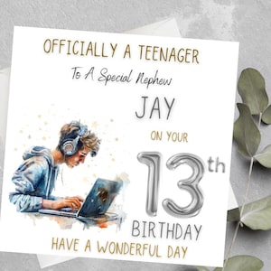 Carte d'anniversaire personnalisée pour 13e anniversaire de garçon, officiellement un adolescent, carte d'adolescent pour petit-fils, neveu, carte de 13e anniversaire pour petit-fils
