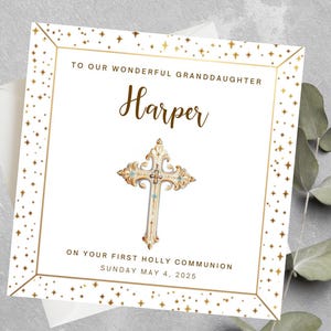 Personalized First Holy Communion Granddaughter, 1st Holy Communion Granddaughter, Girls Communion, Holy Communion Day, Holy Communion Card