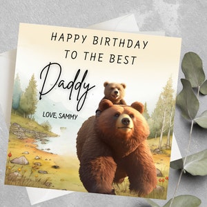 Carte d'anniversaire personnalisée papa ours, carte d'anniversaire papa ours et bébé ours, meilleure carte d'anniversaire pour papa, joyeux anniversaire au meilleur papa