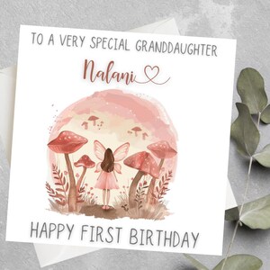 Carte d'anniversaire personnalisée de fée pour les filles, carte de premier anniversaire de fée pour petite-fille, fille, nièce, filleule, cadeau de première fée