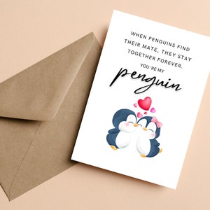Vous êtes ma carte d'anniversaire de pingouin, carte d'anniversaire avec poème, carte d'anniversaire de poème pour mari, carte d'anniversaire de petit ami