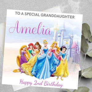 Carte d'anniversaire personnalisée princesse, petite-fille, fille, nièce, tout âge carte d'anniversaire princesse, carte d'anniversaire princesse Disney pour fille