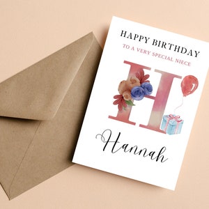 Carte d'anniversaire de nièce, carte d'anniversaire personnalisée pour nièce, carte d'anniversaire mignonne, carte de joyeux anniversaire pour nièce, carte d'anniversaire de fille