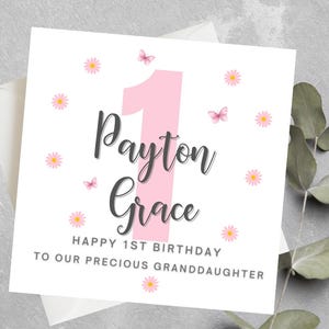 Carte personnalisée 1er anniversaire de petite-fille, à un 1er anniversaire de petite-fille spécial, 1er anniversaire de petite-fille, anniversaire de fleur de marguerite