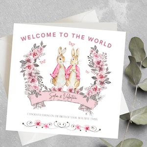 Carte personnalisée Twin New Baby girl, Bienvenue dans le monde, Carte nouveaux parents, Carte de félicitations pour nouveau bébé Twin, Nouvelle carte Twin Baby Girl