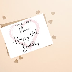 À une nièce incroyable Joyeux 16e anniversaire, nièce Sweet Sixteen carte d’anniversaire de tante, de l’oncle, carte du 16e anniversaire de tante, oncle