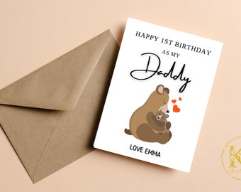Feliz primer cumpleaños como mi papá, tarjeta de cumpleaños para papá oso, para papá, tarjeta de primer cumpleaños para papá, linda tarjeta de cumpleaños, para papá cumpleaños