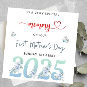 1ère carte personnalisée de fête des mères, première carte de fête des mères pour maman, maman, maman, maman, 1ère carte sentimentale de fête des mères pour nouvelle maman 2025
