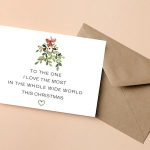 Carte de Noël romantique pour lui ou elle, carte de Noël de petite amie ou de petit ami avec poème, carte de Noël de mari, carte de Noël de femme
