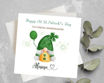 Personalised 1ST ST. Patrick's Day Card For Granddaughter, 1st St. Patrick's Day Gift, Happy 1st St. Patrick Day For Granddaughter