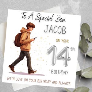 Carte personnalisée de 14e anniversaire pour petit-fils, fils, filleul, cadeau de 14e anniversaire, 14e anniversaire de petit-fils, 14e anniversaire de neveu, 14e anniversaire de fils