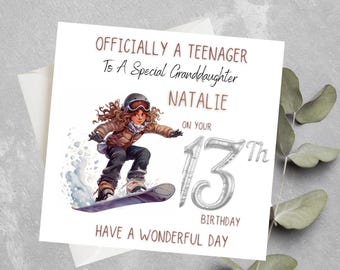 Carte personnalisée pour le 13e anniversaire d'une nièce, officiellement une adolescente, carte pour les filles, nièce, petite-fille, fille, filleule, 13e anniversaire