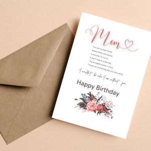 Carte d'anniversaire sentimentale pour maman, carte sentimentale pour maman, je ne serais pas ce que je suis sans toi, un cadeau d'anniversaire sentimental, anniversaire de maman