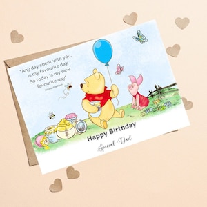 Winnie the Pooh Klassische Sentiment Geburtstagskarte für Dad, Winnie The Pooh Love Zitat Geburtstagskarte, Sentiment Love Card For Dad Birthday