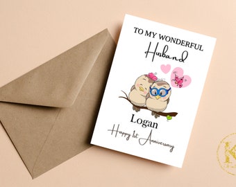 Personalized 1st Wedding Anniversary Card for Husband, Wife, First Wedding Anniversary For Couple, Cute 1st Anniversary Card For Husband