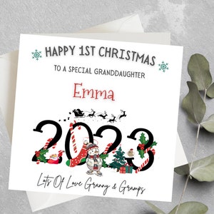 Biglietto di Natale per la prima nipote, Biglietto di Natale per la prima figlia, Biglietto di Natale personalizzato per il primo bambino, Ragazze, Ragazzi, Natale del nipote