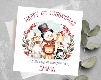 Gepersonaliseerde 1e kerstkaart meisjes, kleindochter 1e kerstkaart, gepersonaliseerde 1e kerstkaart voor meisje, dochter, schattig 1e kerstmis