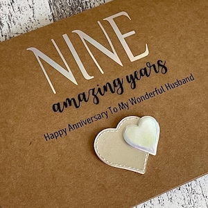 9th wedding anniversary card for husband, 9th wedding anniversary card for wife, Nine wedding anniversary card, Any number anniversary card