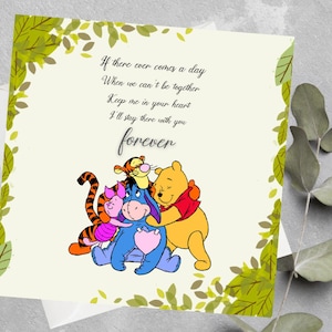 Carte d'anniversaire personnalisée de Winnie l'ourson et un ami, carte sentimentale de Winnie l'ourson, citation de Winnie l'ourson, meilleur ami de Winnie l'ourson